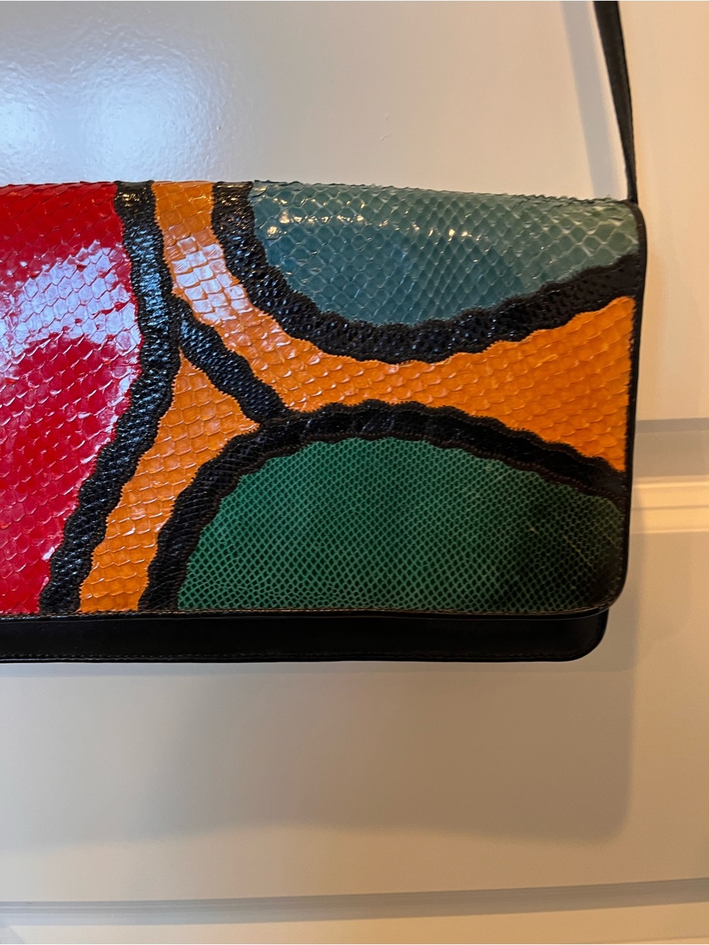 Carlos Falchi Multicolor Snake-Embossed Leather Crossbody Bag